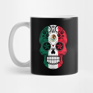 Sugar Skull with Roses and Flag of Mexico Mug